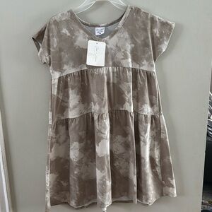 Jax & Lennon Organic Cotton Bamboo Double Ruffle Dress Sandstorm Medium 8/9